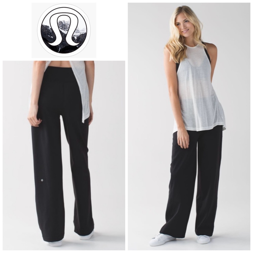 Lululemon Sz 10 Sit In Stillness Wide Leg High Rise Pant in Black